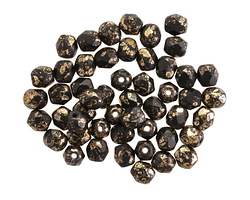 Czech Glass Jet w/ Bronze Flecks Fire Polished Round 4mm