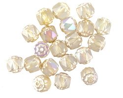 Czech Glass Matte Crystal AB w/ Metallic Pearl Lantern 6mm