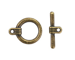 Antique Brass (plated) Pewter Art Deco Toggle Clasp 16mm, 23mm Bar