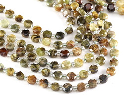 Green Garnet Microfaceted Star Coin 6mm