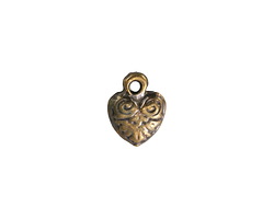 Mykonos Antique Brass (plated) Ornate Heart Charm 13x10mm