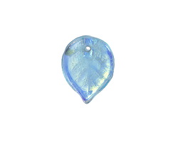 Czech Glass Aquamarine AB (on back) Leaf Drop 18x13mm