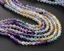 Rainbow Fluorite (AA) Ombré Microfaceted Round 4mm