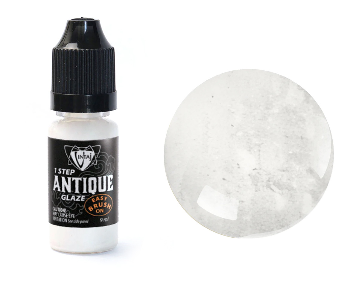 Vintaj 1 Step Metallic White Antique Glaze 9ml