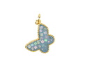 Mother of Pearl in Aqua Enamel w/ Gold Finish Butterfly Pendant 13x16mm