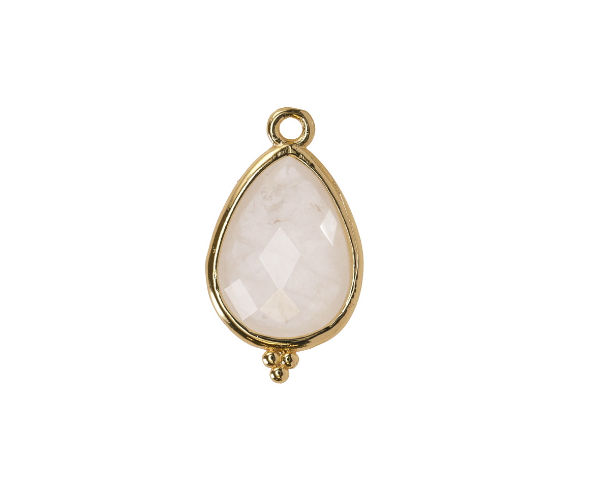 Rock Crystal Quartz w/ Gold Finish Faceted Teardrop Focal 12x21mm