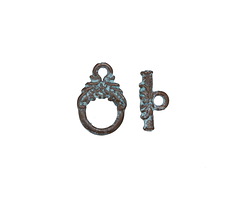 Mykonos Copper (plated) Patina Victorian Toggle Clasp 10x14mm, Bar 11mm