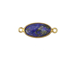 Lapis Faceted Oval Link in Gold Vermeil 23-24x9mm