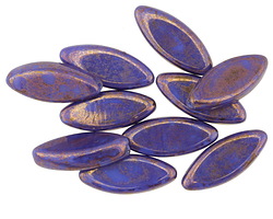 Czech Glass Bronzed Cobalt Horse Eye 18x8mm