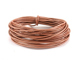 Metallic Rose Gold Round Leather Cord 1.5mm, 16 feet