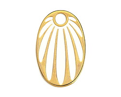 24K Gold (plated) White Enamel Palm Leaves Oval Focal 26x41mm
