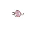 Rose Pink Crystal Round Link in Silver Finish Bezel 14.5x8.5mm