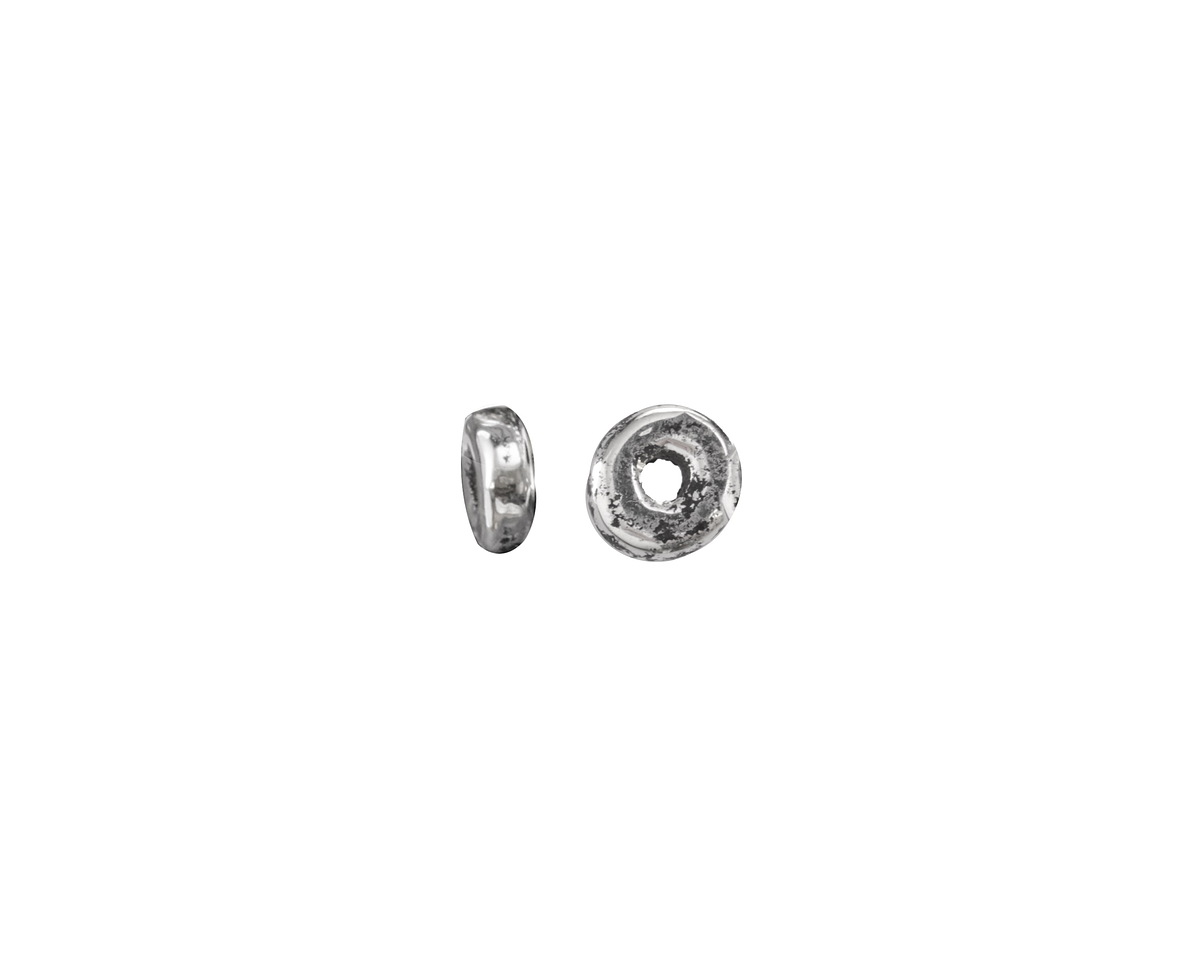 Mykonos Metalized Ceramic Antique Silver Disc Spacer 2.5x6mm