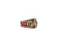 Nepalese Brass w/ Turquoise & Coral Mosaic Plumes Drop 12x8mm