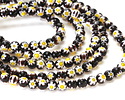 Millefiori Glass Black w/ White Daisy Round 6mm
