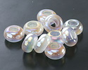 Iridescent White Opal Resin Large-Hole Rondelle 8x14mm
