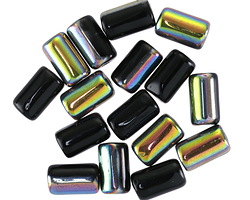 Czech Glass Jet AB Tube 9x5mm