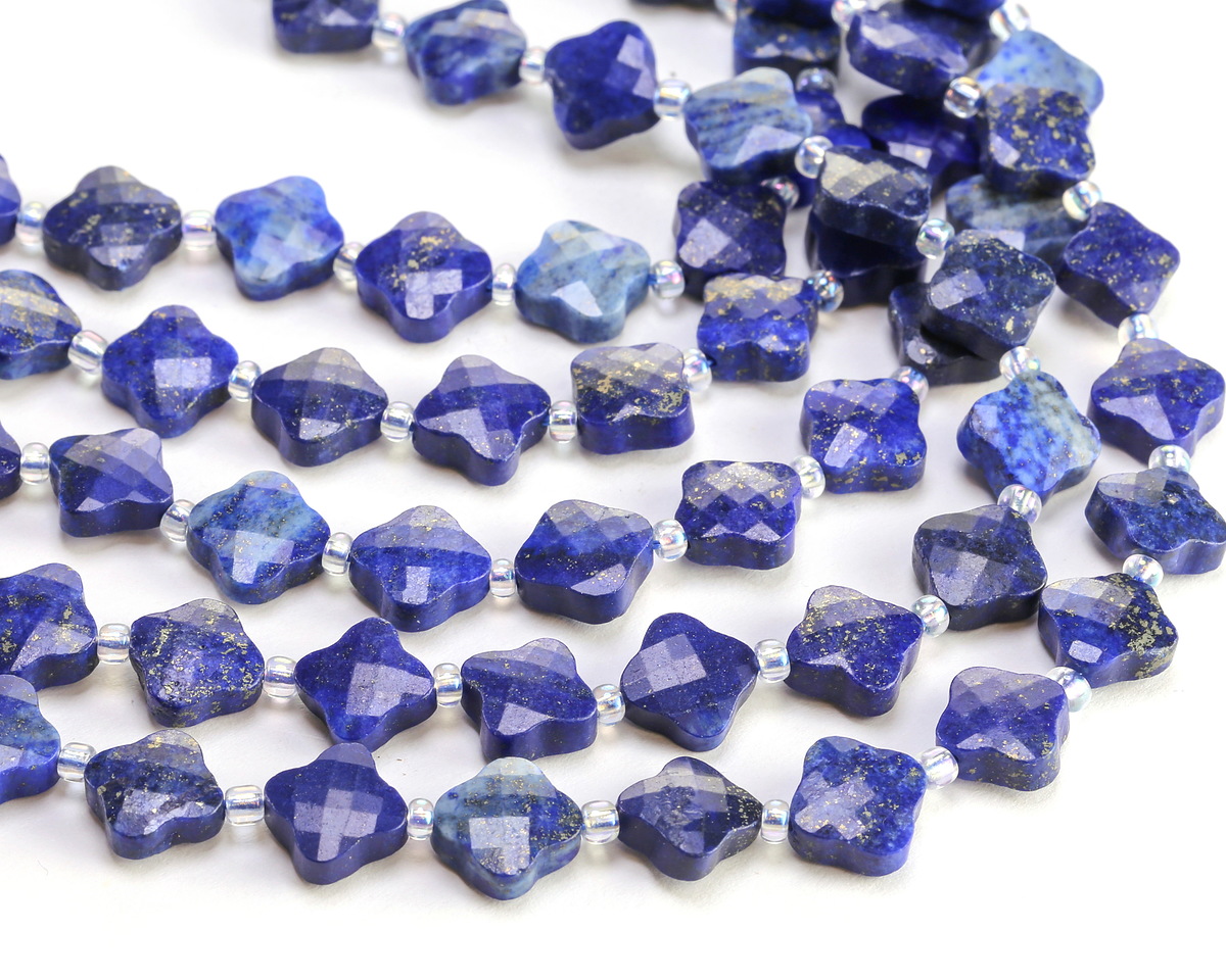 Lapis Faceted Quatrefoil 10mm