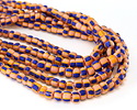 Java Glass Cobalt & Peach w/ Stripes Graduated Gooseberry Beads 3-6x4-6mm