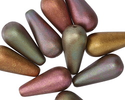 Czech Glass Autumn Metallics Mix Teardrop 20x9mm