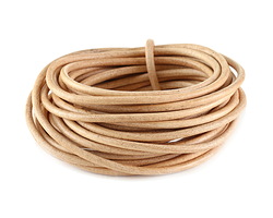 Natural Round Leather Cord 3mm, 16 feet
