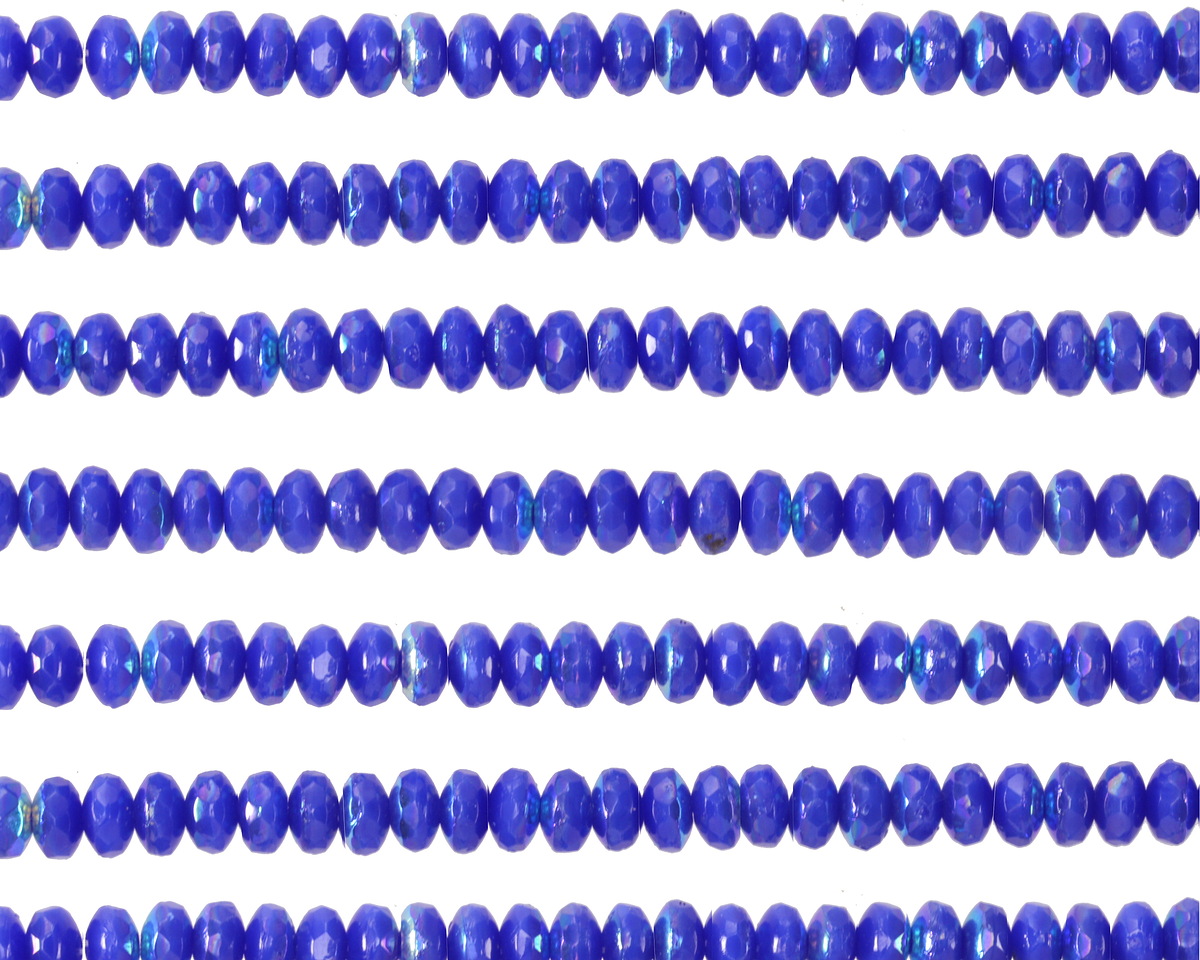 Czech Glass Cobalt AB Fire Polished Rondelle 2x3mm