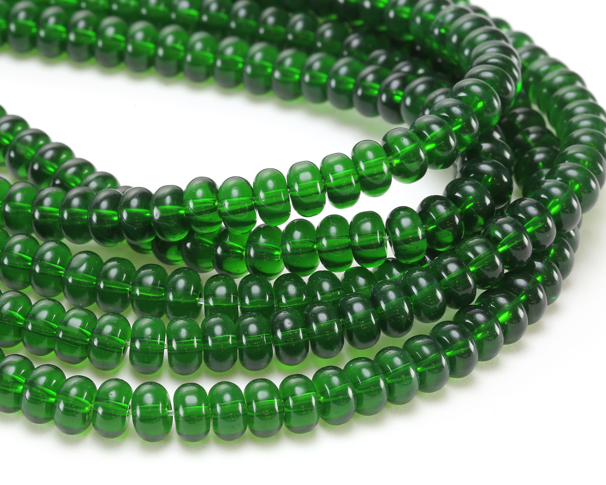 Emerald Glass Rondelle 5x8mm