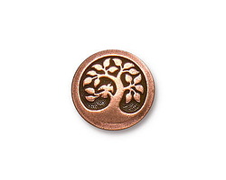 TierraCast Antique Copper (plated) Bird In A Tree Button 16mm