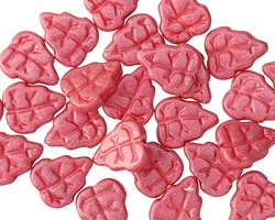 Czech Glass Guava Metallic Suede Leaves 11x9mm