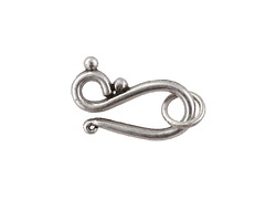 Antique Silver (plated) Dewdrop Hook & Eye Clasp 20x13mm, 7mm Ring