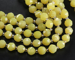 Lemon Jade Microfaceted Round Nugget 7x8mm