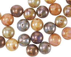 Czech Glass Fruit Cake w/ Rembrandt Finish Mix Round Druk 8mm