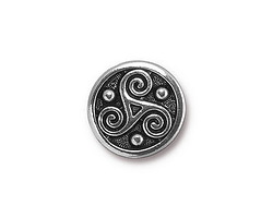 TierraCast Antique Silver (plated) Triskele Button 16mm