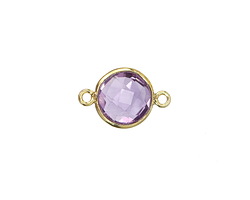 Amethyst Faceted Coin Link in Gold Vermeil 15x9-10mm