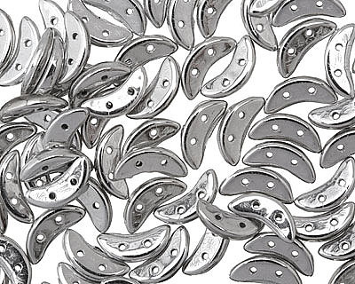 CzechMates Glass Silver 2-Hole Crescent 4x10mm