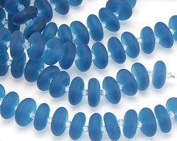 Peacock Blue Beach-Style Glass Rondelle 5x12mm