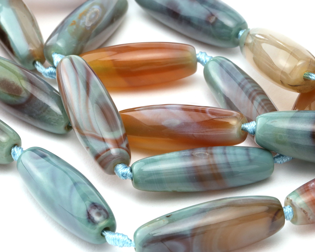 Blue Haze Agate Rice 38-40x13-15mm
