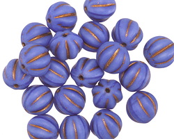 Czech Glass Matte Bronzed Indigo Melon Round 8mm