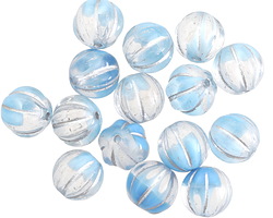 Czech Glass Ice Blue w/ Silver Melon Round 8mm