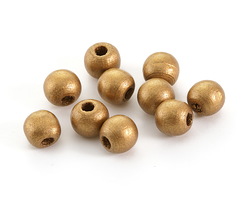 Metallic Gold Wood Round 9-10mm