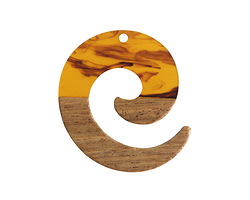 Walnut Wood & Tortoise Shell Swirl Resin Koru Focal 36x37mm