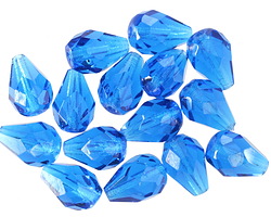 Czech Glass Capri Blue Faceted Drop 10x7mm