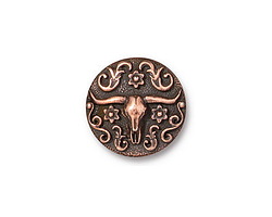TierraCast Antique Copper (plated) Longhorn Button 16mm