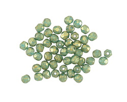 Czech Glass Matte Teal w/ Gold Flecks Fire Polished Round 3mm