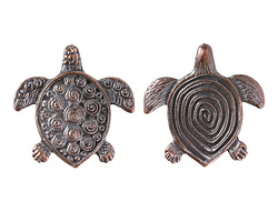 Mykonos Antique Copper (plated) Double Sided Spiral Turtle Pendant 30x30mm