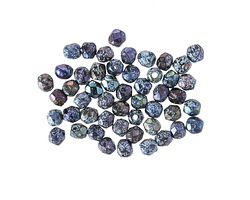 Czech Glass Textured Iris Blue w/ Blue Wash Fire Polished Round 3mm