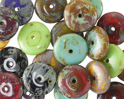 Czech Glass Opaque Picasso Mix Disc 12mm