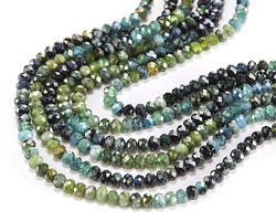 Tourmaline (A) Blue/Green Ombre Microfaceted Rondelle 3x4mm