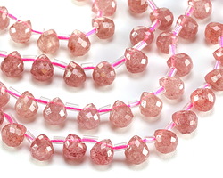 Strawberry Quartz Faceted Teardrop 8x9-10mm