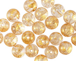Czech Glass Crystal w/ Gold Wash Round Druk 8mm